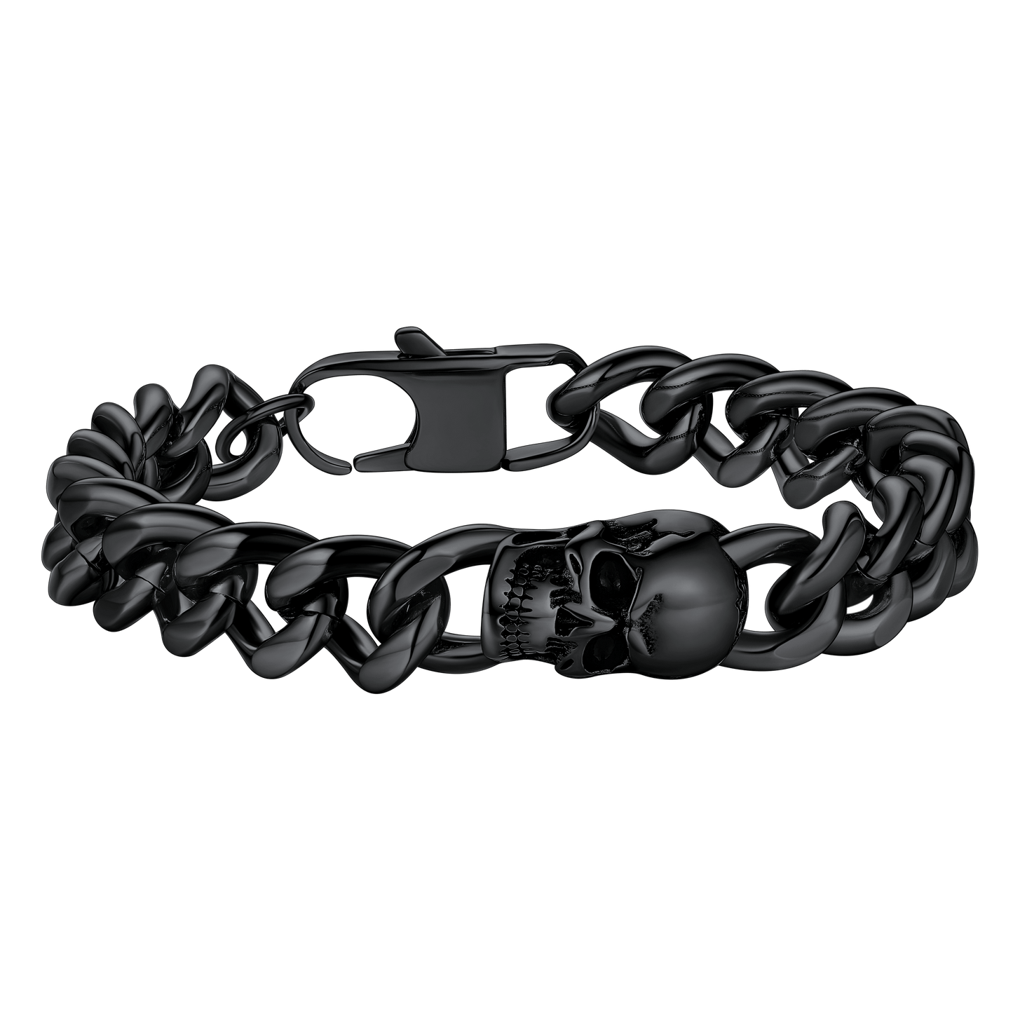 Gothic Heavy Cuban Chain Skull Bracelet for in Stainless Steel