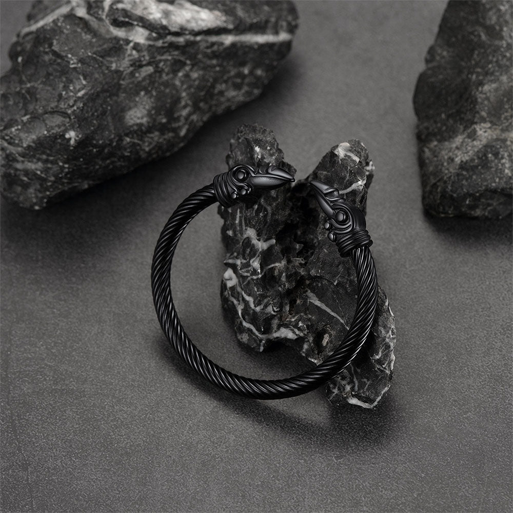Faithheart Viking Raven Cuff Bracelet Bangle for
