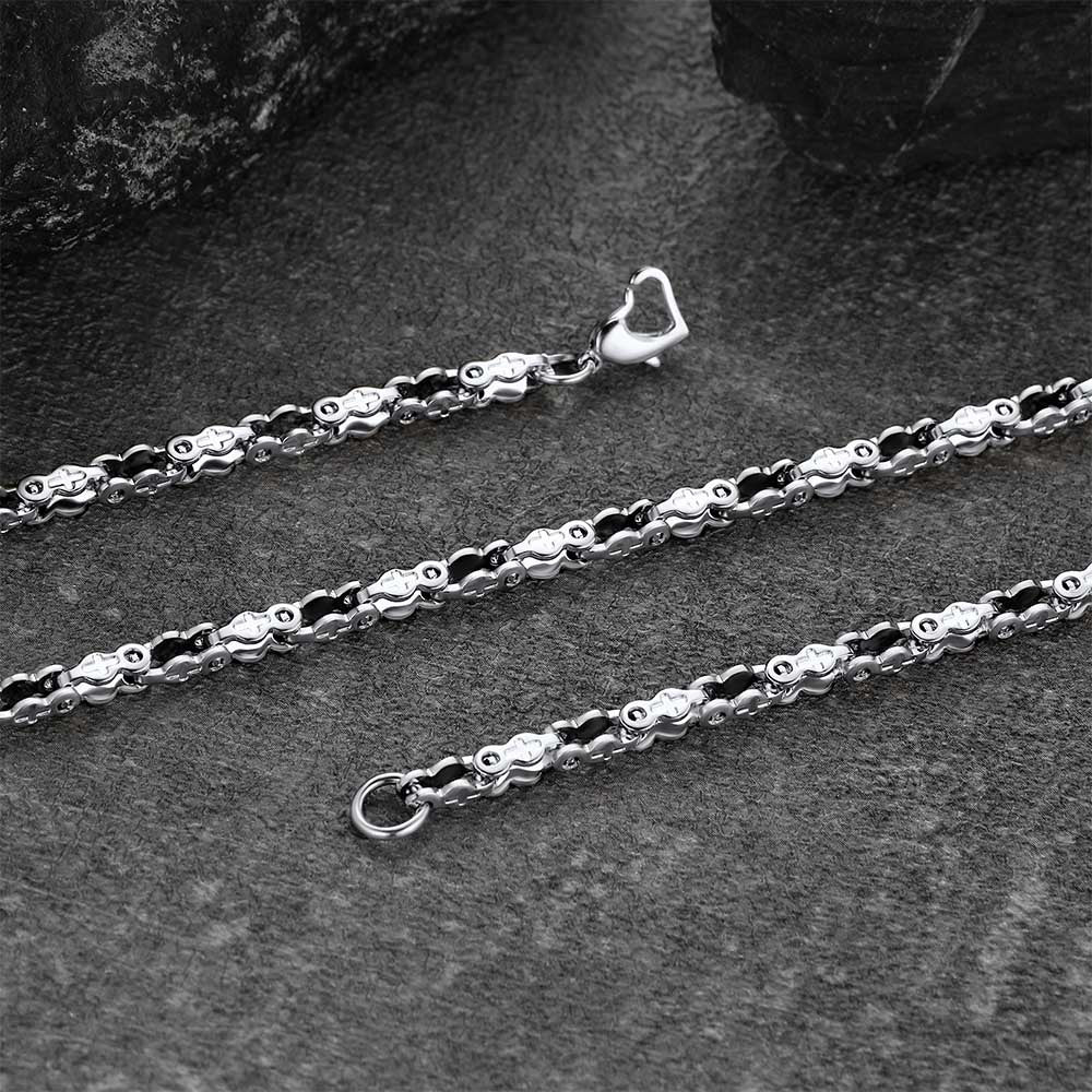 Stainless Steel Biker Chain Necklace With Cross for