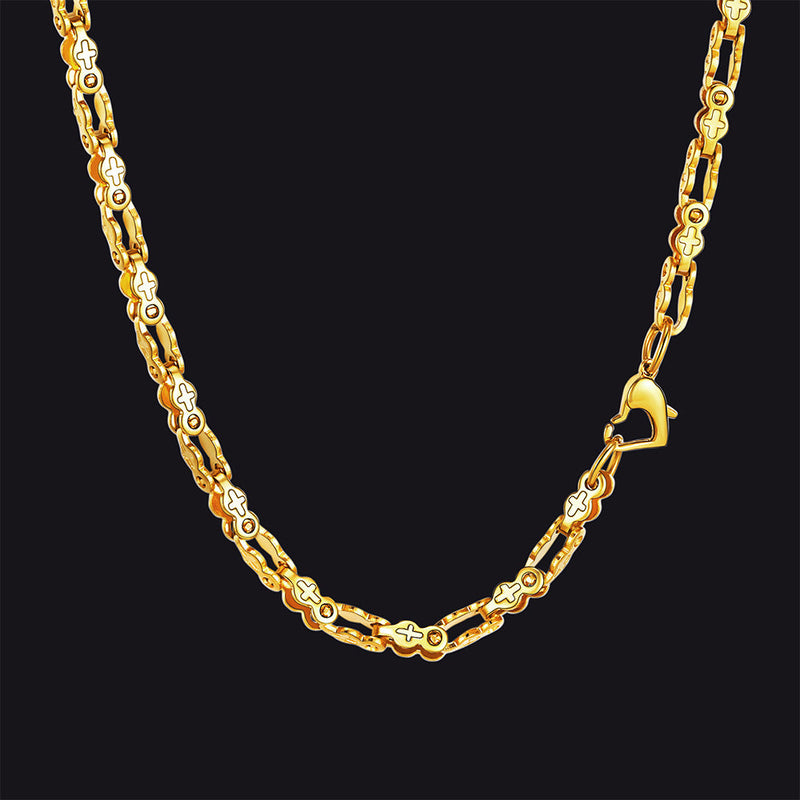 Stainless Steel Biker Chain Necklace With Cross for