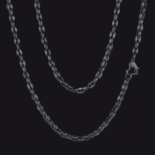 4mm Coffee Bean Necklace Metal Link Rope Cord for