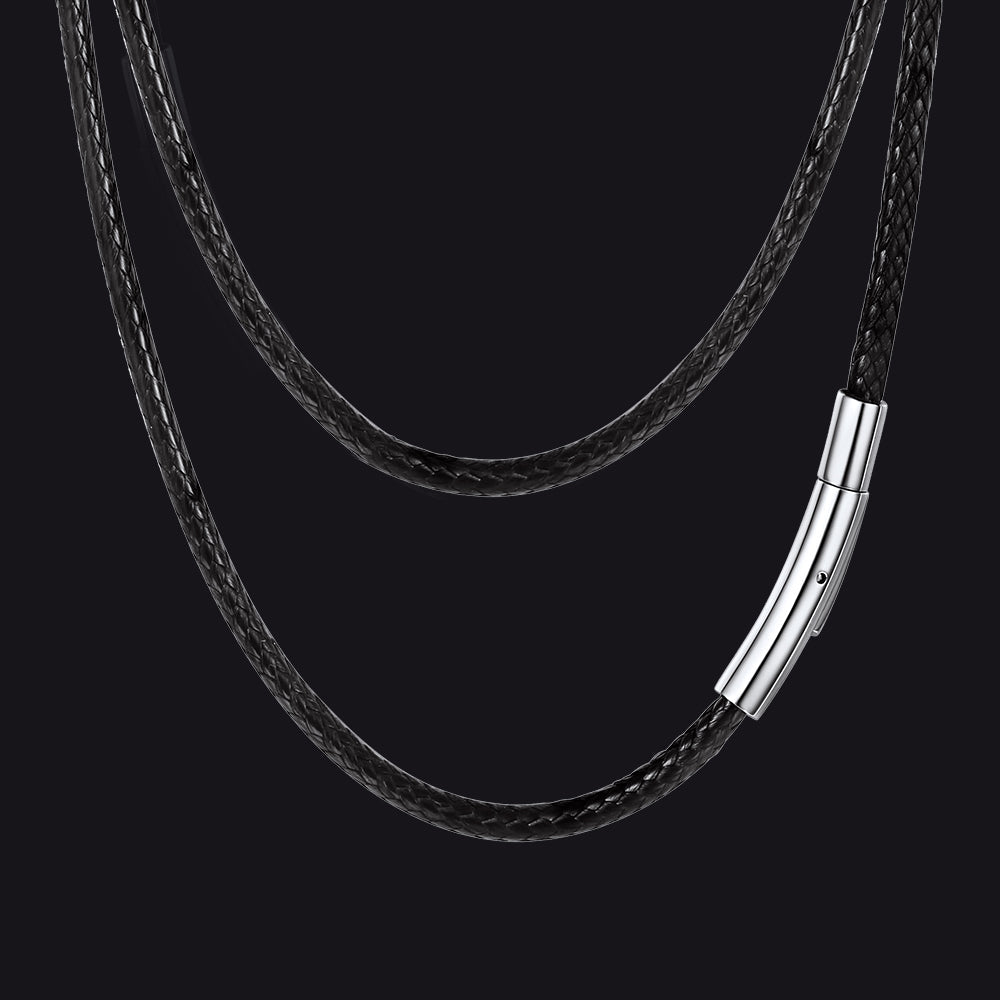Braided Leather Cord Chain Wax Rope Necklace for 2mm/3mm