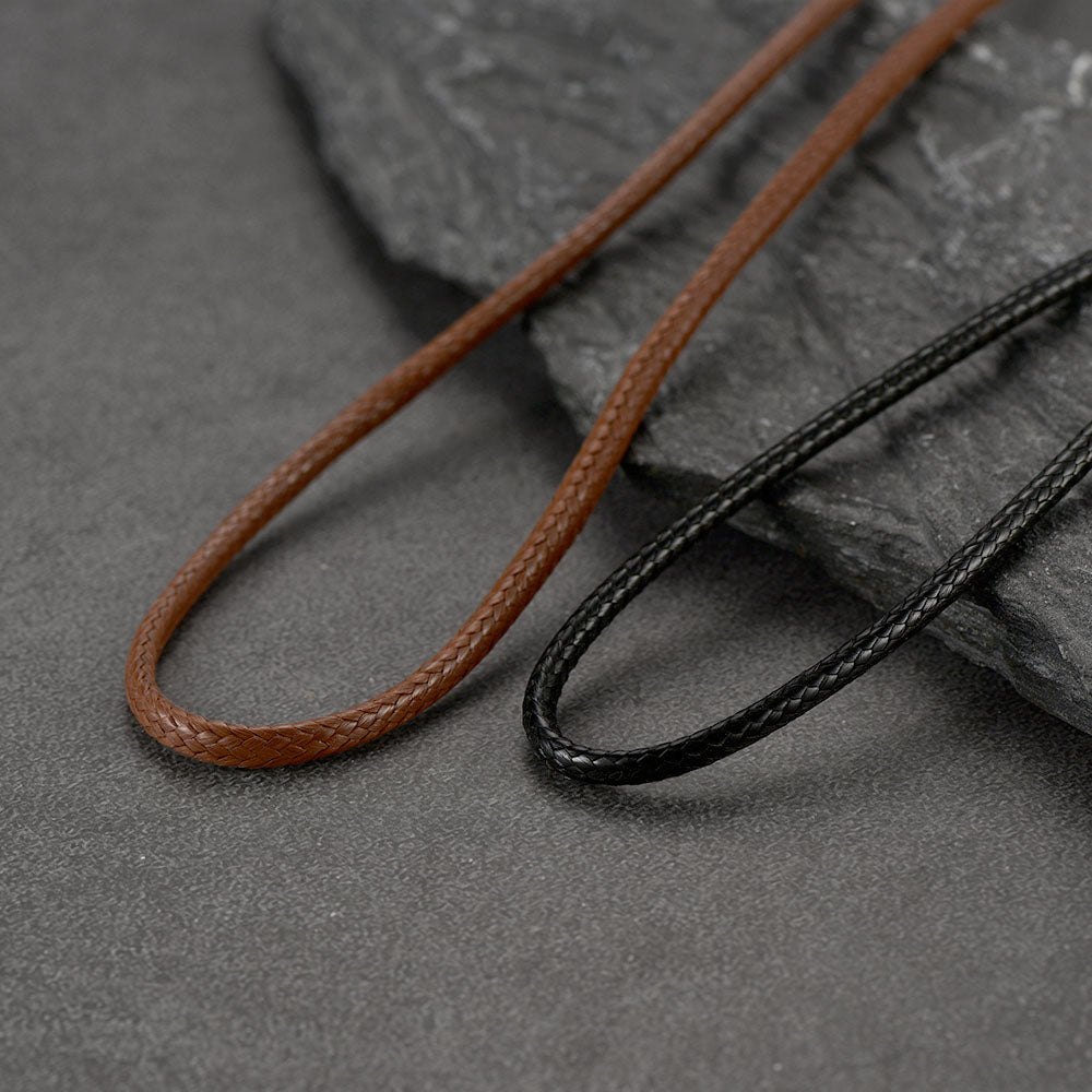 3mm Braided Leather Cord Chain Rope Necklace & Bracelet Set for