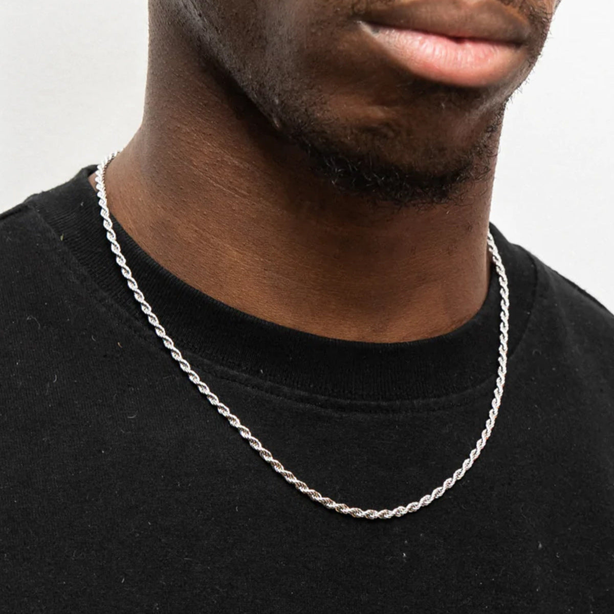 Twisted Rope Link Chain Stainless Steel Necklace for