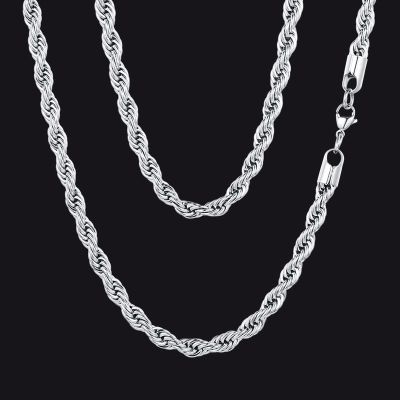 Twisted Rope Link Chain Stainless Steel Necklace for