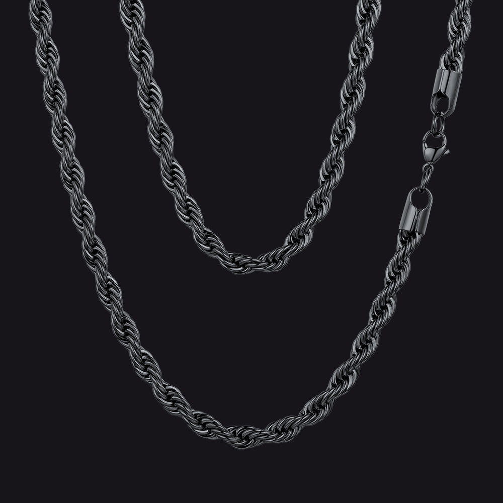 Twisted Rope Link Chain Stainless Steel Necklace for