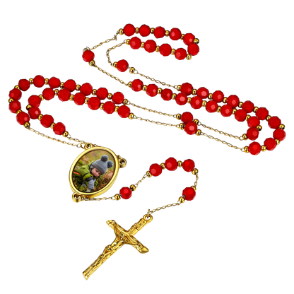 Personalized Photo Rosary Beads Cross Necklace With Picture for