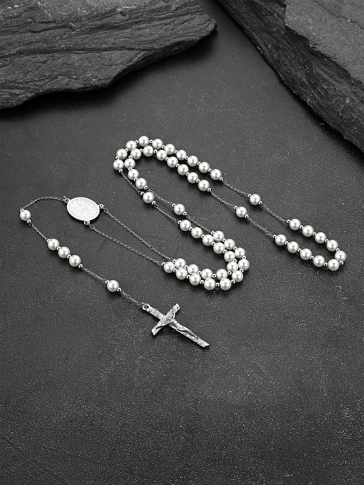 Catholic Virgin Mary Rosary Beads Necklace for