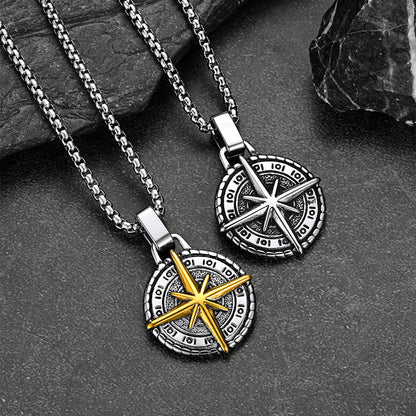 Gothic Compass Necklace Polaris Pendant for Father Gift