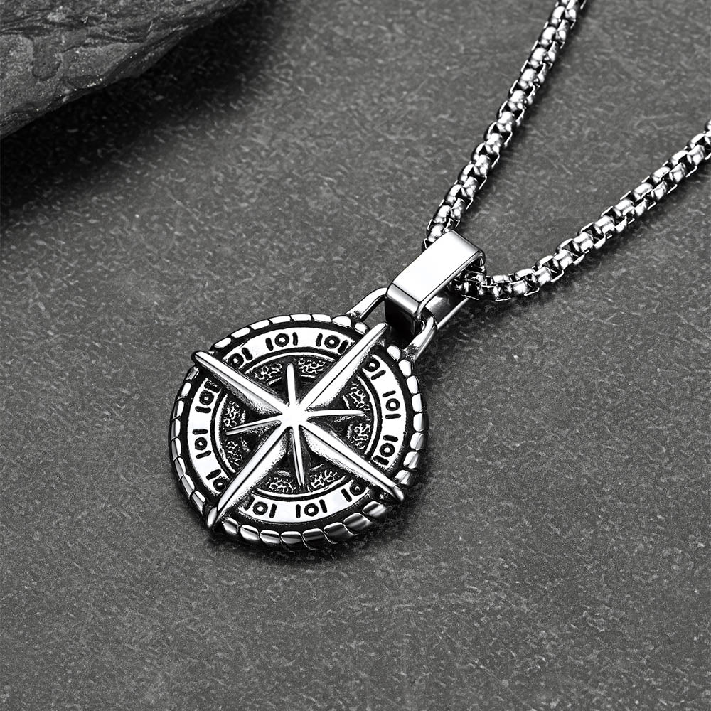 Gothic Compass Necklace Polaris Pendant for Father Gift