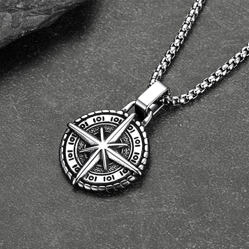 Gothic Compass Necklace Polaris Pendant for Father Gift