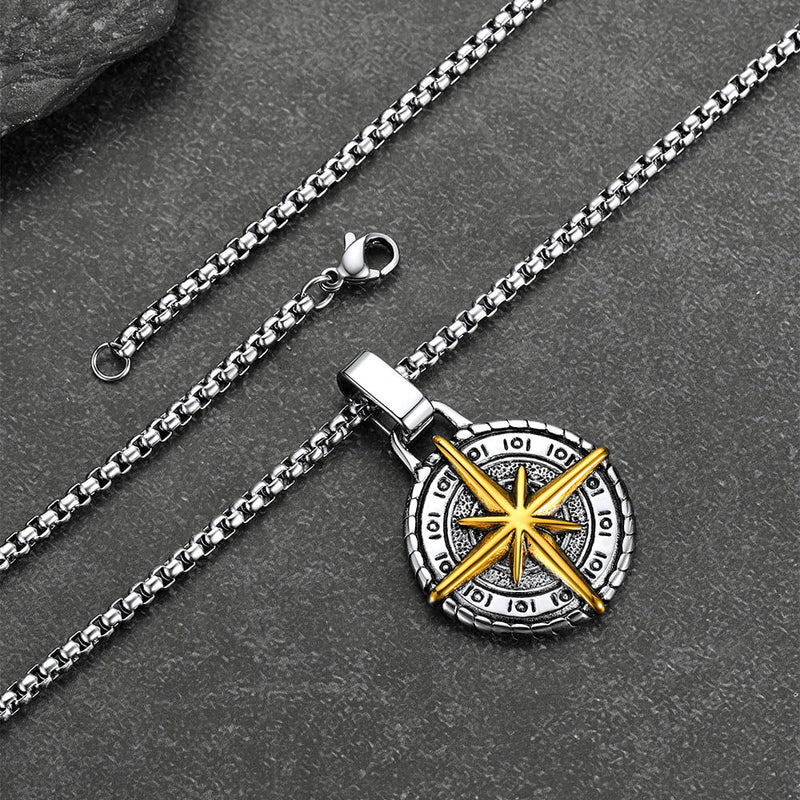 Gothic Compass Necklace Polaris Pendant for Father Gift