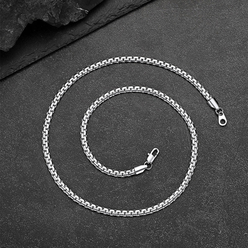 Flat Box Chain & Ankh Cross Layered Necklaces Set for