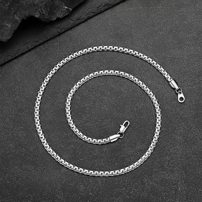 Flat Box Chain & Engraved Cross Layered Necklaces Set for