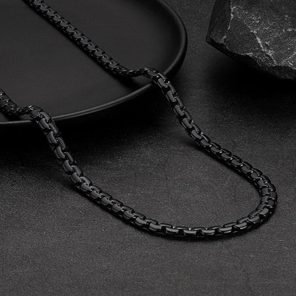 Flat Box Chain & St. Michael Layered Necklaces Set for
