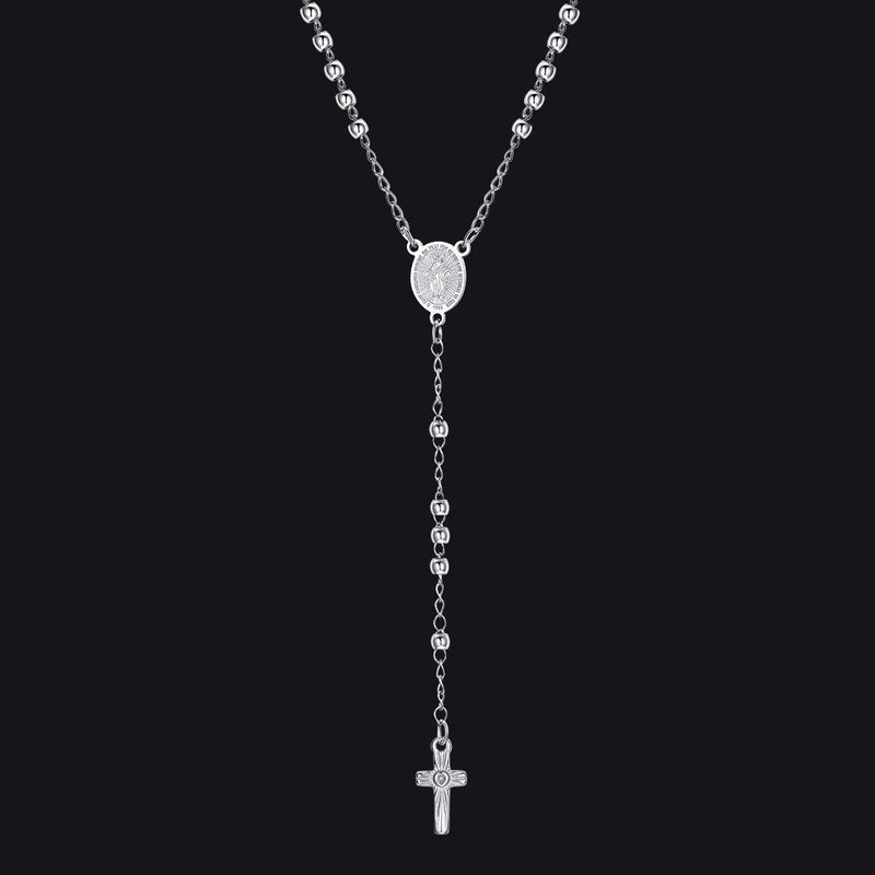 Dainty Virgin Mary Rosary Beads Necklace With Prayer Card & Box