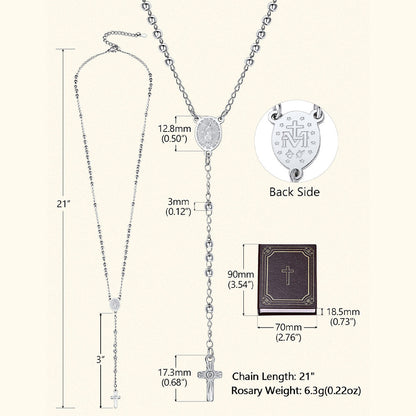 Dainty Virgin Mary Rosary Beads Necklace With Prayer Card & Box