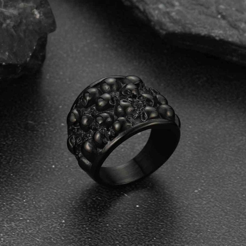 Gothic Skeleton Multi Skull Stainless Steel Band Ring for