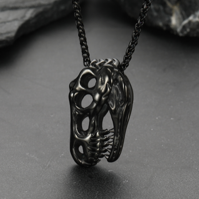 T-rex Dinosaur Skull Head Necklace Pendant for
