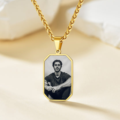 Personalized Picture Fingerprint Dog Tag Necklace for