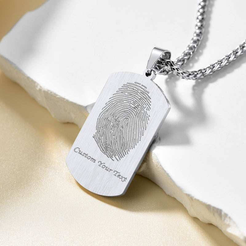 Customized Photo Dog Tag Fingerprint Necklace for