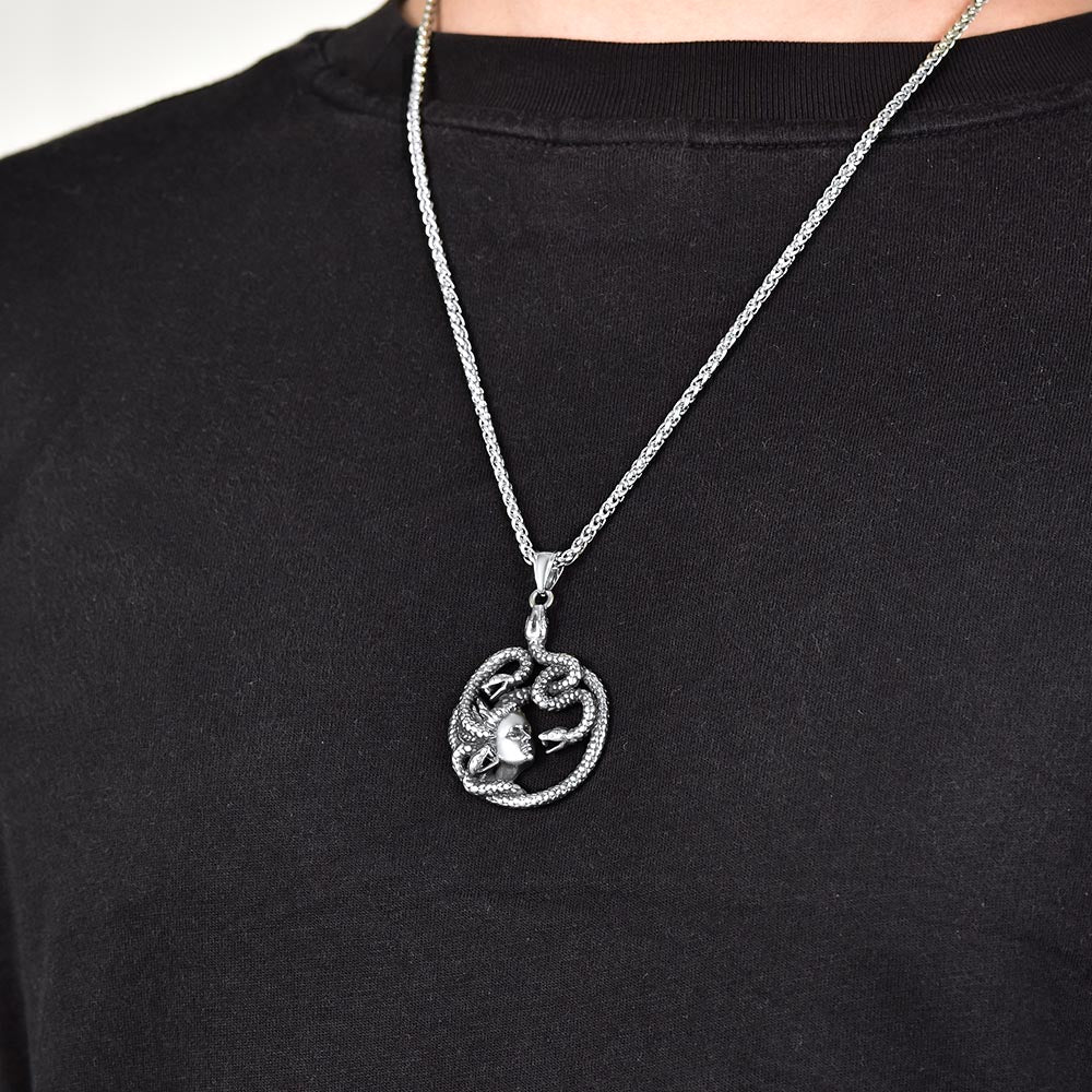 Mythology Medusa Gorgon Necklace Stainless Steel