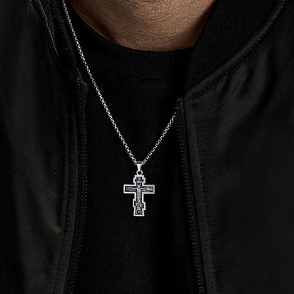 Christian Russian Orthodox Cross Pendant Necklace for