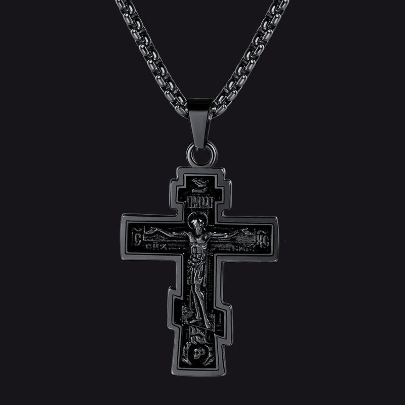 Christian Russian Orthodox Cross Pendant Necklace for