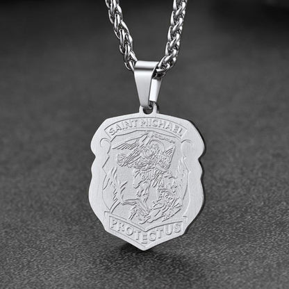 Archangel St. Michael Necklace Medal Shield Pendant for