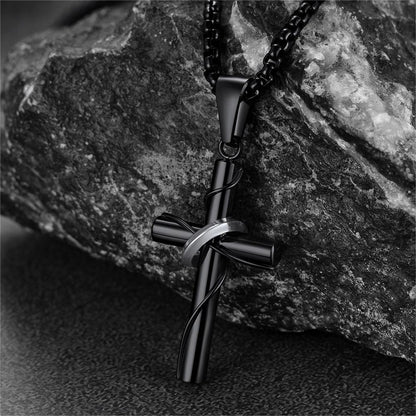 Christian Halo Ring Cross Necklace Pendant for
