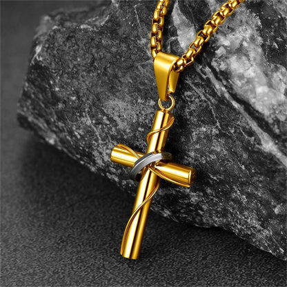 Christian Halo Ring Cross Necklace Pendant for