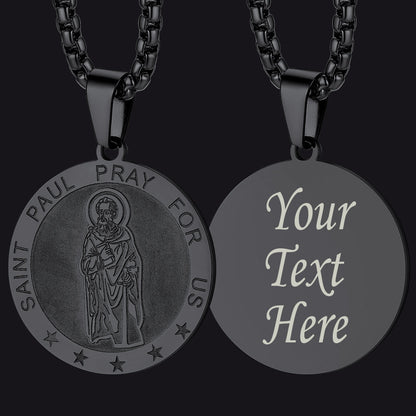 Faithheart St Paul Round Necklace Engraved Catholic Saints Medal Jewelry