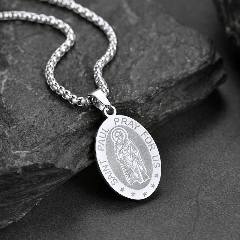 St Saint Paul Necklace Engraved Patron Saints Medal Jewelry