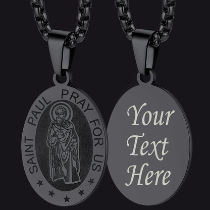 St Saint Paul Necklace Engraved Patron Saints Medal Jewelry