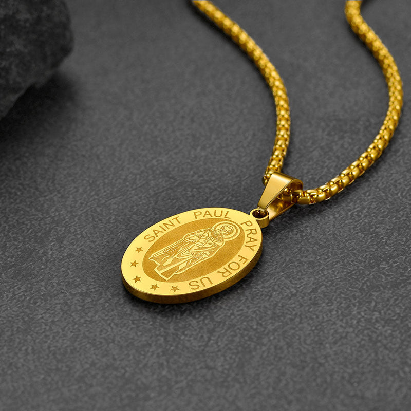 St Saint Paul Necklace Engraved Patron Saints Medal Jewelry