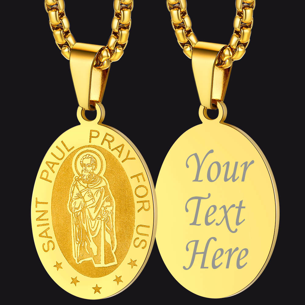 St Saint Paul Necklace Engraved Patron Saints Medal Jewelry