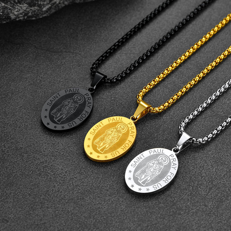 St Saint Paul Necklace Engraved Patron Saints Medal Jewelry