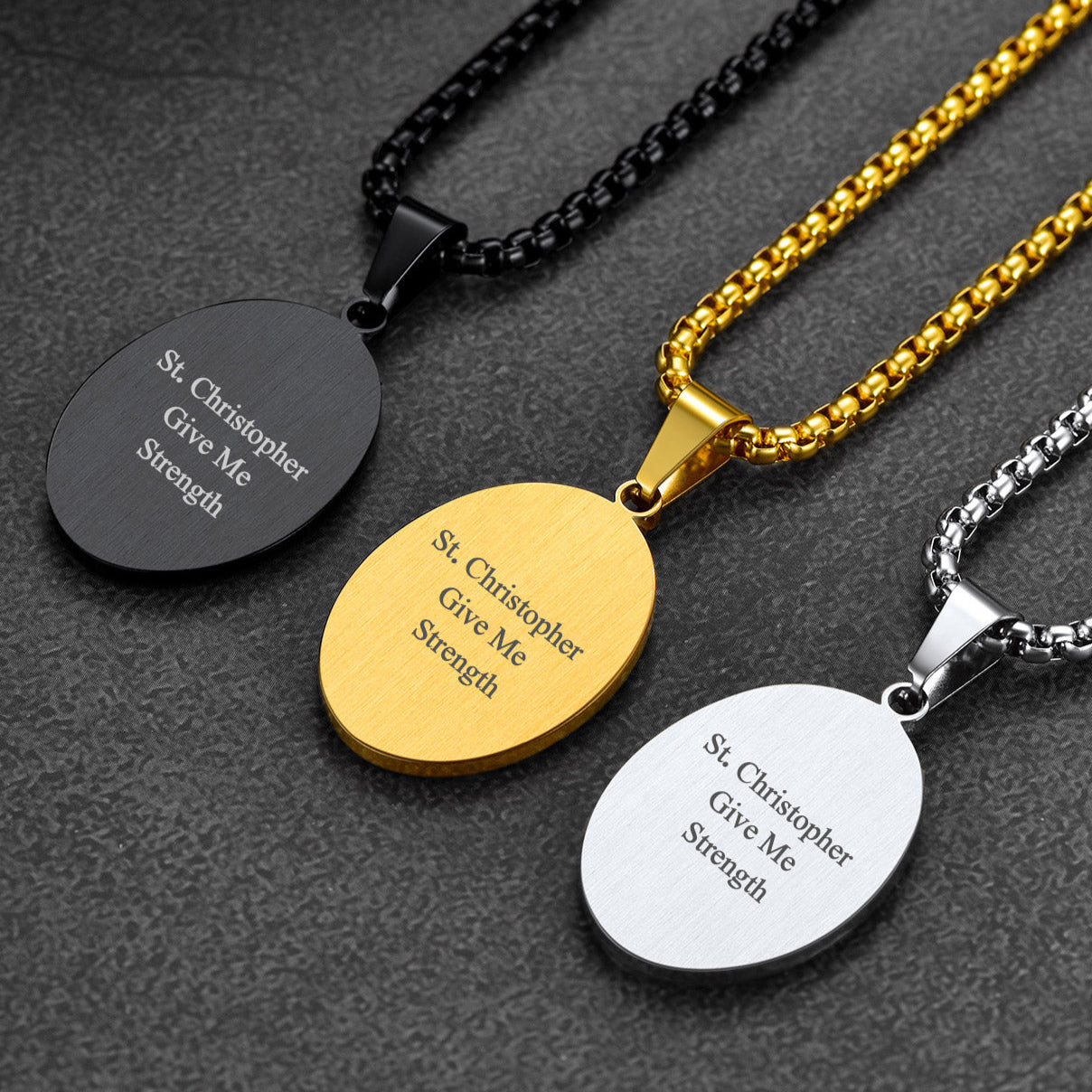 Oval Christian Saint Christopher Protection Medal Necklace for