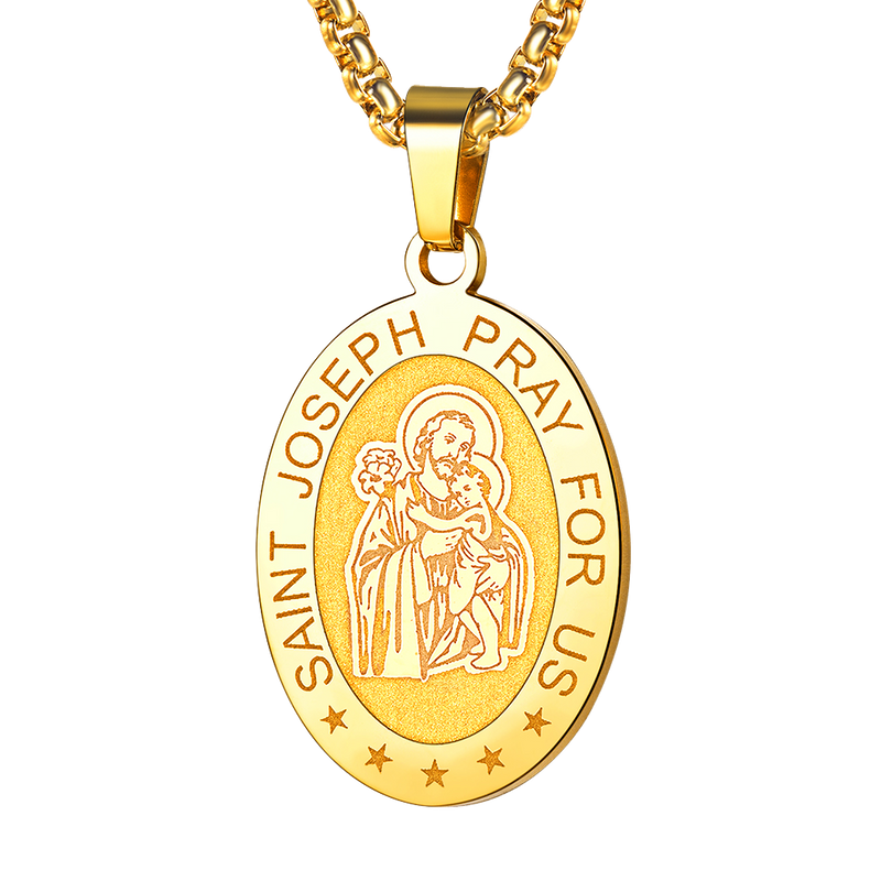 Saint Joseph Engraved Necklace Catholic Saints Medal
