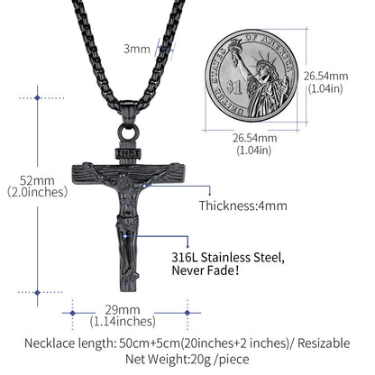 Catholic Crucifix Cross Necklace Jesus Pendant for