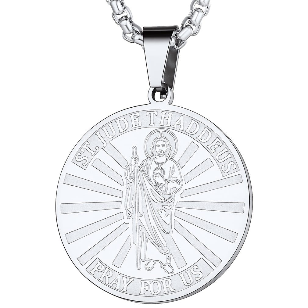Religious Saint Jude Medal Necklace for