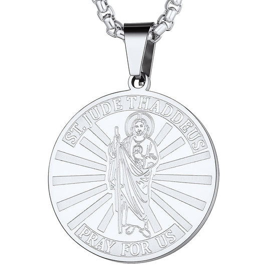 Religious Saint Jude Medal Necklace for