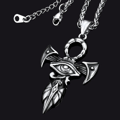 Egyptian Ankh Cross Necklace With Eye of Horus for