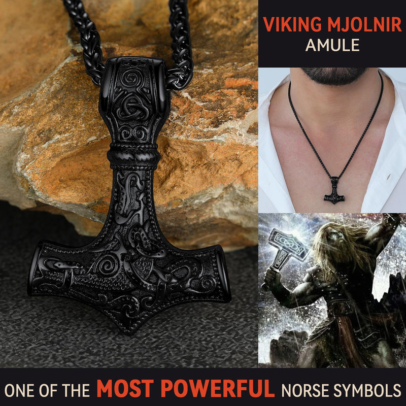 Norse Viking Thor's Hammer Necklace Mjolnir Pendant for