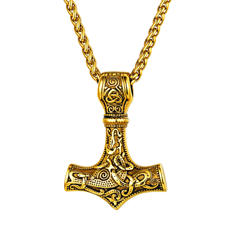 Norse Viking Thor's Hammer Necklace Mjolnir Pendant for