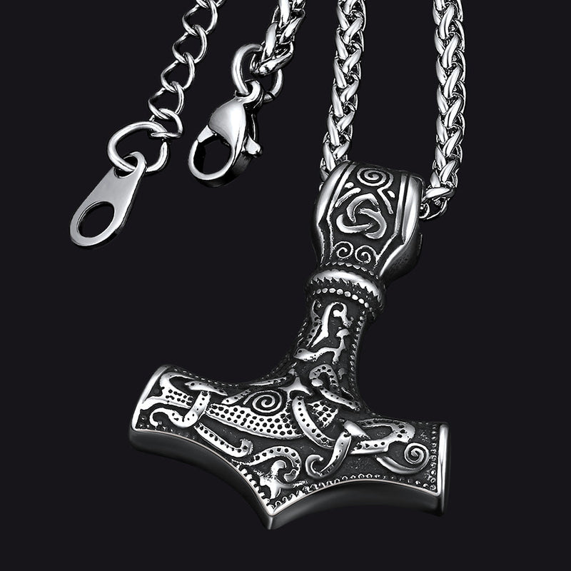 Norse Viking Thor's Hammer Necklace Mjolnir Pendant for
