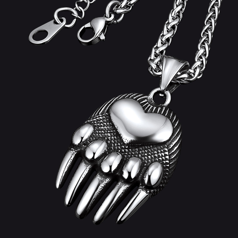 Viking Bear Paw Pendant Necklace Jewelry for
