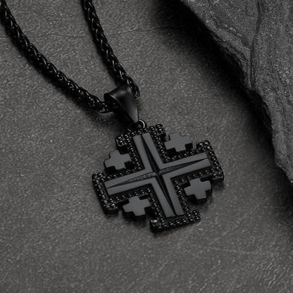 Religious Jerusalem Cross Necklace Stainless Steel