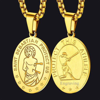 St Sebastian Baseball Necklace for Protection