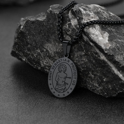 St Sebastian Basketball Medal Necklace for